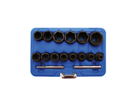 Spezial-Steckschlüssel-Einsatz-Satz  Schraubenausdreher  Antrieb Innenvierkant 12,5 mm (12)  SW 8 - 27 mm  16-tlg.