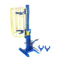 Hydraulischer und pneumatischer Federspanner McPherson 1 Tonne stationär mit Sicherheitsgitter