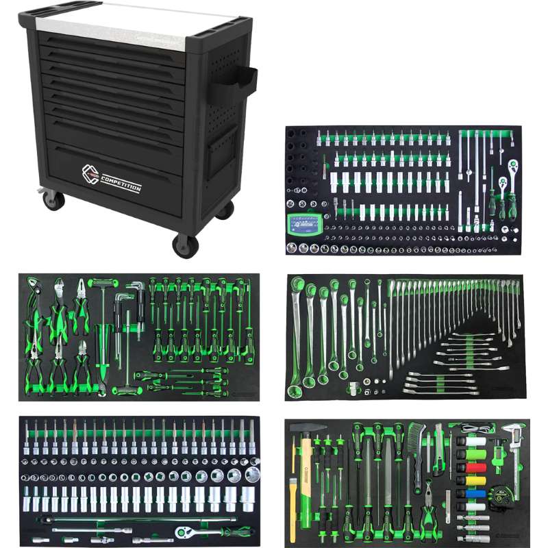 Werkstattwagen 8 Schubladen + 434 Premium-Werkzeugen
